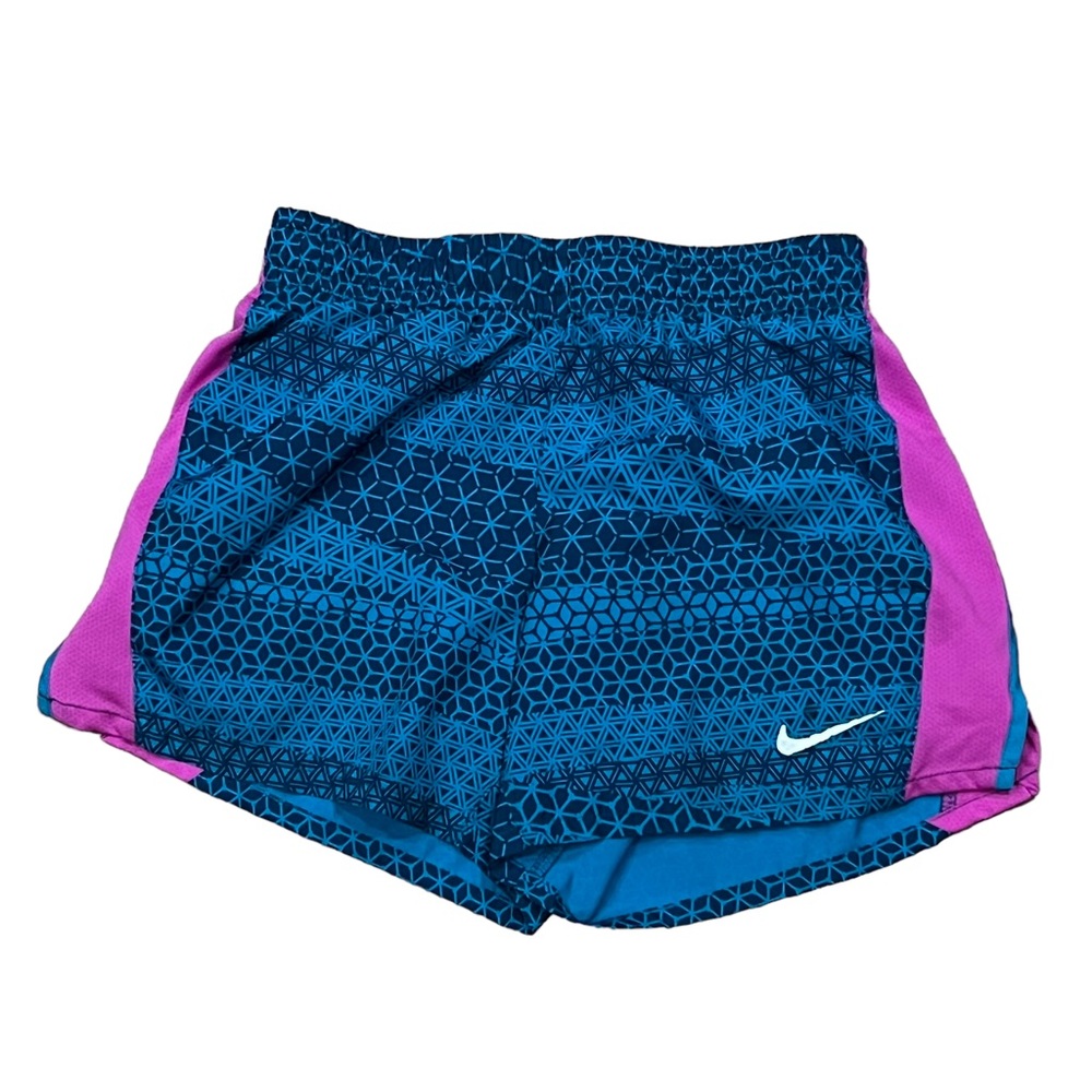 Nike Girls Pink and Blue Large 10 Lined Running Shorts